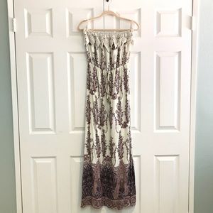 Gorgeous boho strapless maxi dress, size M